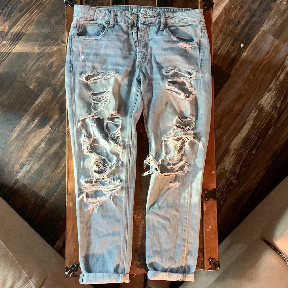 American Eagle destroyed jeans.